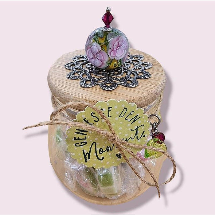 Bonboniere Perlen aus dem Atelier verziert Blumenperle rosa 1 Stk