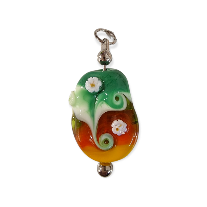 Anhänger Farbwelten Murano Glas Perle Orange/ Grün