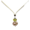 Kette Grün mit rosa Punkten Murano Glas Süsswasserpelen