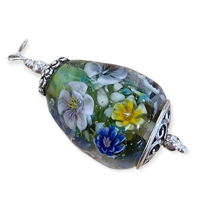 Anhänger Tropfen Grün Murrini Murano Glas