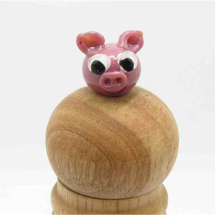 Glasaufsatz Schweinchen Handgemacht Salz / Pfeffermühle 25cm
