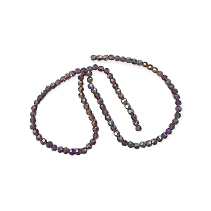Glas rund Facettiert Amethyst AB 3mm 1 Strang