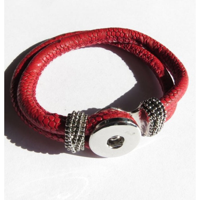 Armband rot Leder Optik PU Chunk  (o. Perle) 1 Stück