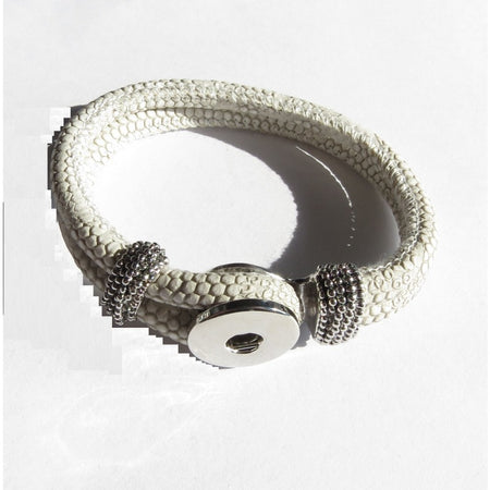 Armband off weiss Leder Optik PU Chunk  (o. Perle) 1 Stück