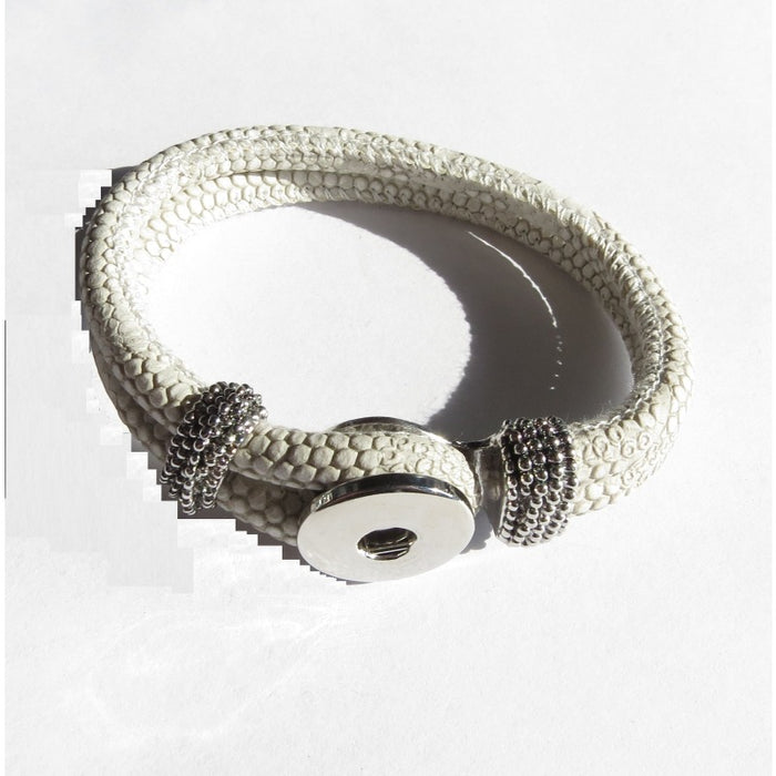 Armband off weiss Leder Optik PU Chunk  (o. Perle) 1 Stück
