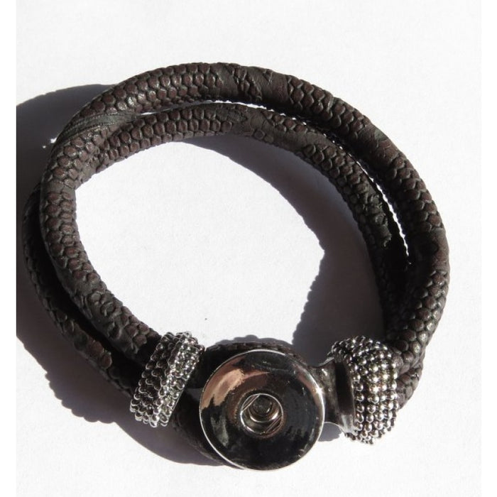 Armband braun Leder Optik PU Chunk  (o. Perle) 1 Stück
