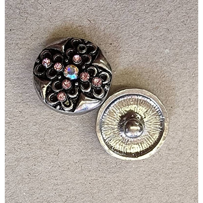 Knopf Antik Chic Metall Kreuz rosa Chunk  1 Stück