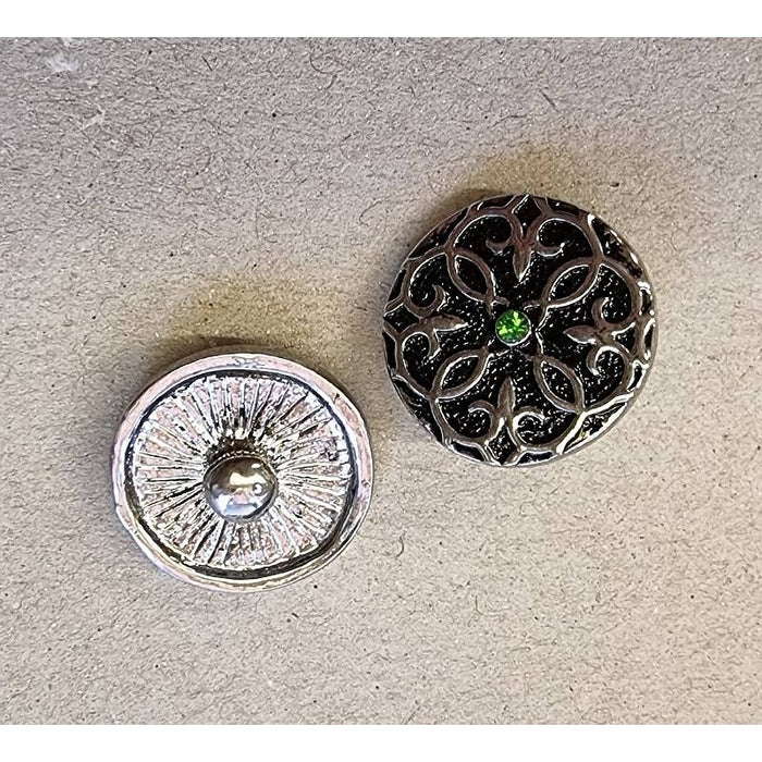 Knopf Antik Chic Metall Mandala  grün Chunk  1 Stück