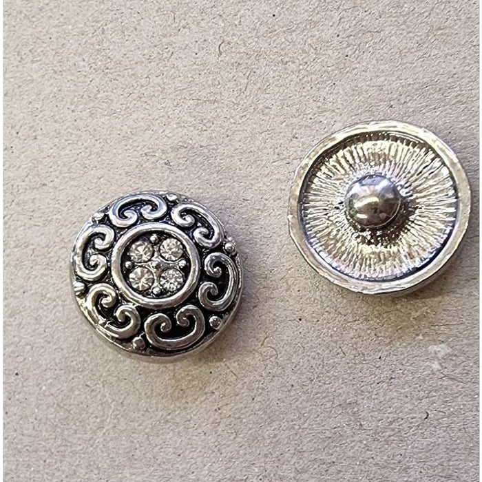 Knopf Antik Chic Metall Brezel klar Chunk  1 Stück