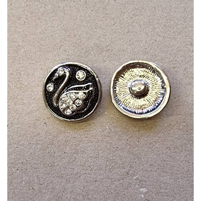 Knopf Antik Chic Metall Schwan klar Chunk  1 Stück