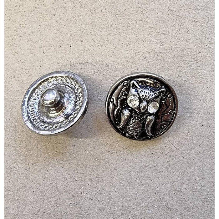 Knopf Antik Chic Metall Eule klar Chunk  1 Stück