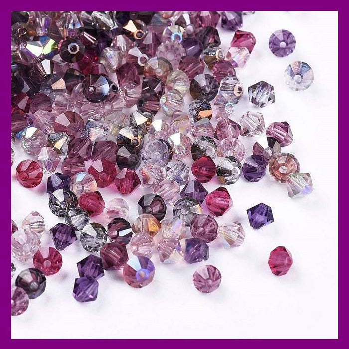 Tschechische  Bicone  violett mix 4mm 48 Stück