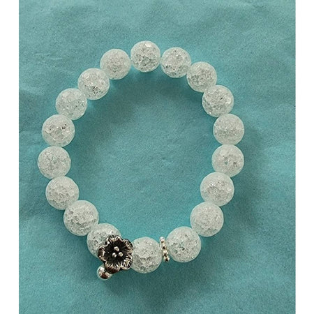 Armband Bergkristall 10mm mit 925 Silberperlen