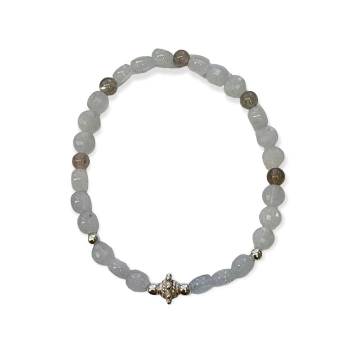Armband Aquamarin mit 5mm Labradorit 925 Silberperlen