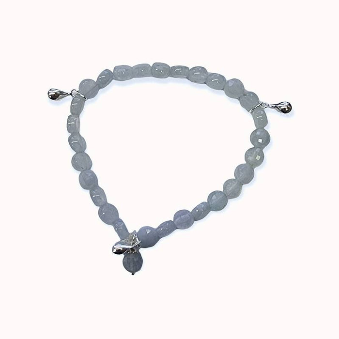Armband Aquamarin mit Labradorit Tropfen 925 Silberperlen