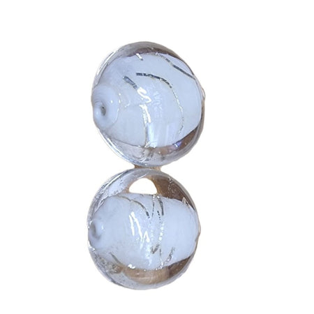 Linse weiss mit Silberstreifen 20mm 1 Stück