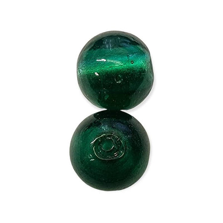 Glas rund 18mm Petrol mit Silberfolie 1 Stück