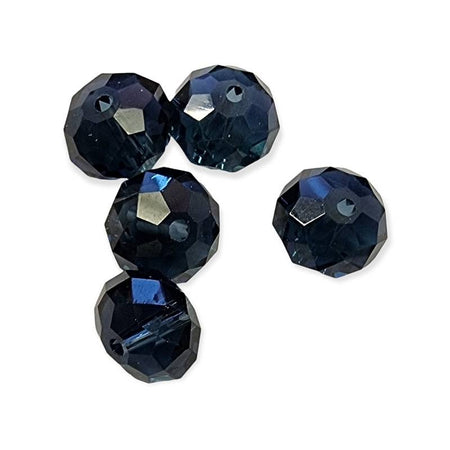 Glas Abacco Rondelle jeansblau Facettiert 12x8mm 1 Stück