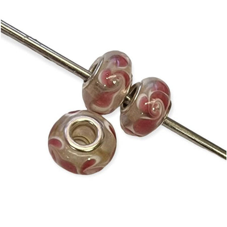 Blumenperle swirl rosa weiss transparent