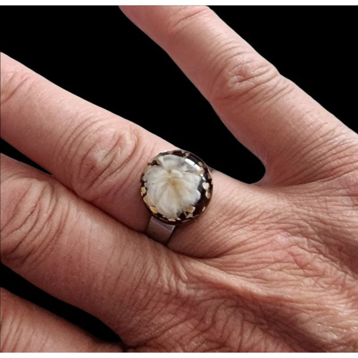 Ring verstellbar Glasperle 13.5mm topas Murrini Murano Glas – Bild 2