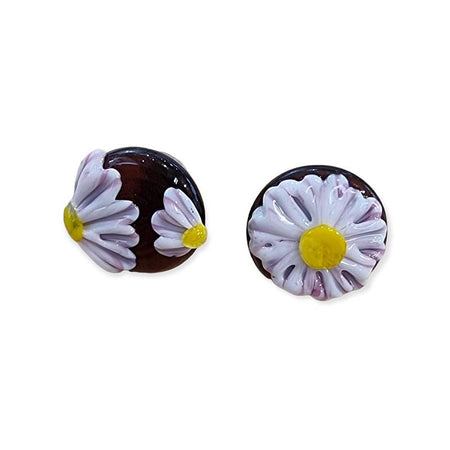 Ohrstecker Ch-Stahl Gänseblümchen  dunkel Amethyst Swissmade