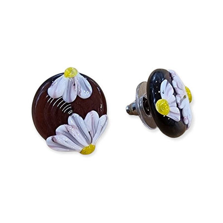 Ohrstecker Ch-Stahl Gänseblümchen 2 dunkel Amethyst Swissmade – Bild 2