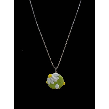 Kette mit Anhänger aus Glas Margarete grün handgemacht