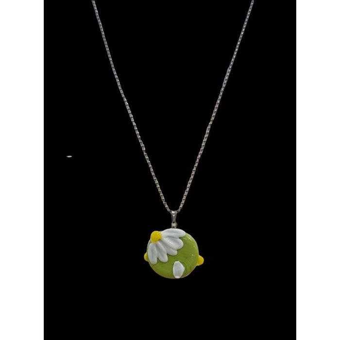 Kette mit Anhänger aus Glas Margarete grün handgemacht