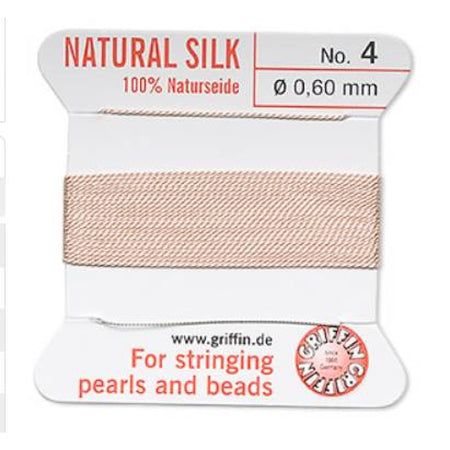 Perlenfaden m.Nadel #4 lachs Seide 0.6mm SEIDE 1.8m