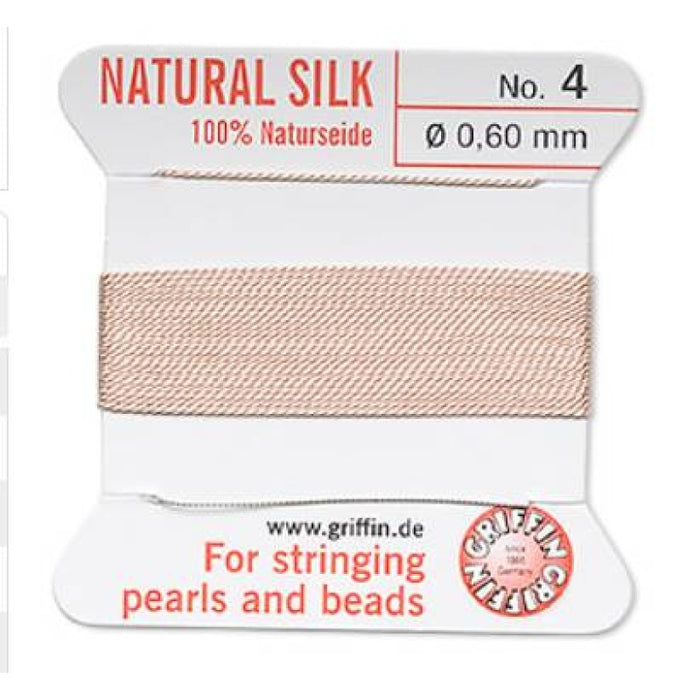 Perlenfaden m.Nadel #4 lachs Seide 0.6mm SEIDE 1.8m