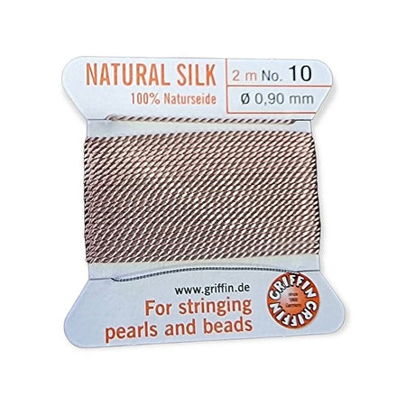 Perlenfaden m. Nadel #10 rose 0.9mm SEIDE 2m