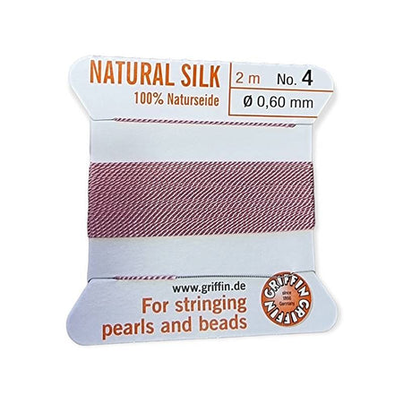 Perlenfaden m. Nadel #4 rosalie  0.6mm SEIDE 2m