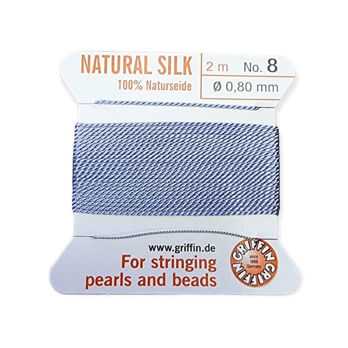 Perlenfaden m. Nadel #8 lilac 0.8mm SEIDE 2m