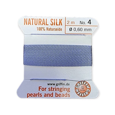 Perlenfaden m. Nadel #4 lilac 0.6mm SEIDE 2m