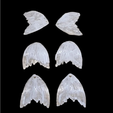 Flügel Anhänger Acryl transparent/weiss 27x25.5mm 20 Stück