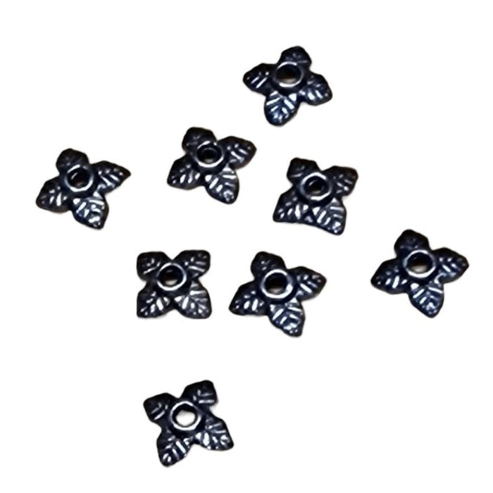Perlenkappe Blatt mini 6x6x2mm platinfarben 10 Stück