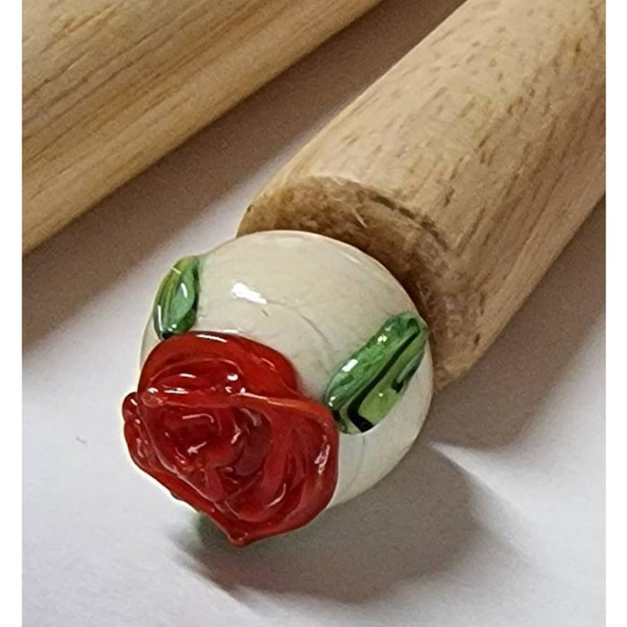 Fourchette à fondue au fromage avec bouton en verre rose fait main, 1 pièce