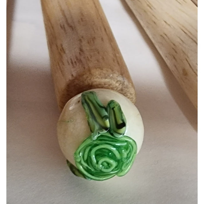 Fourchette à fondue au fromage avec bouton en verre rose fait main, 1 pièce