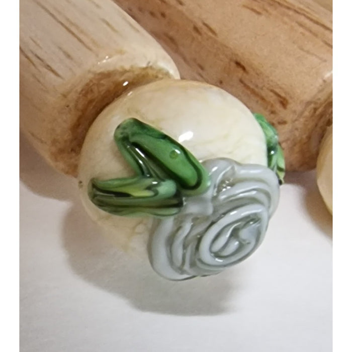 Fourchette à fondue au fromage avec bouton en verre rose fait main, 1 pièce