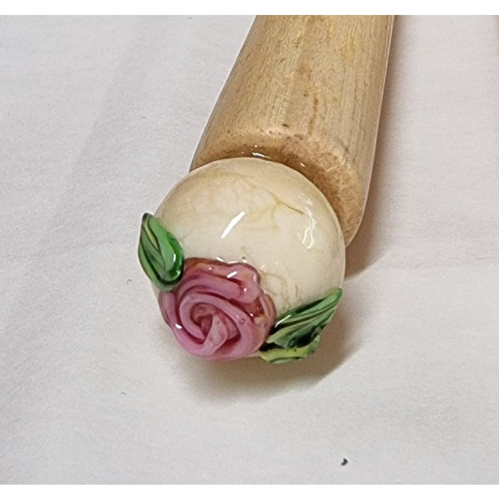 Fourchette à fondue au fromage avec bouton en verre rose fait main, 1 pièce