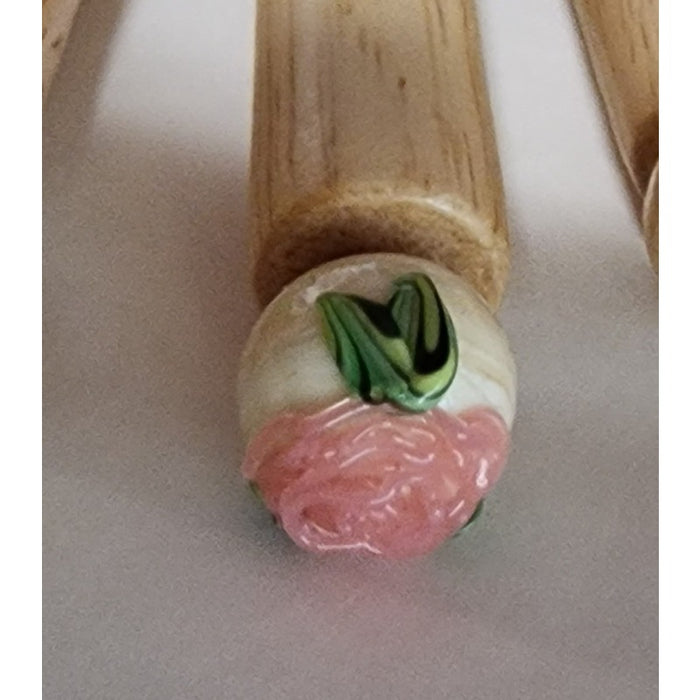 Fourchette à fondue au fromage avec bouton en verre rose fait main, 1 pièce