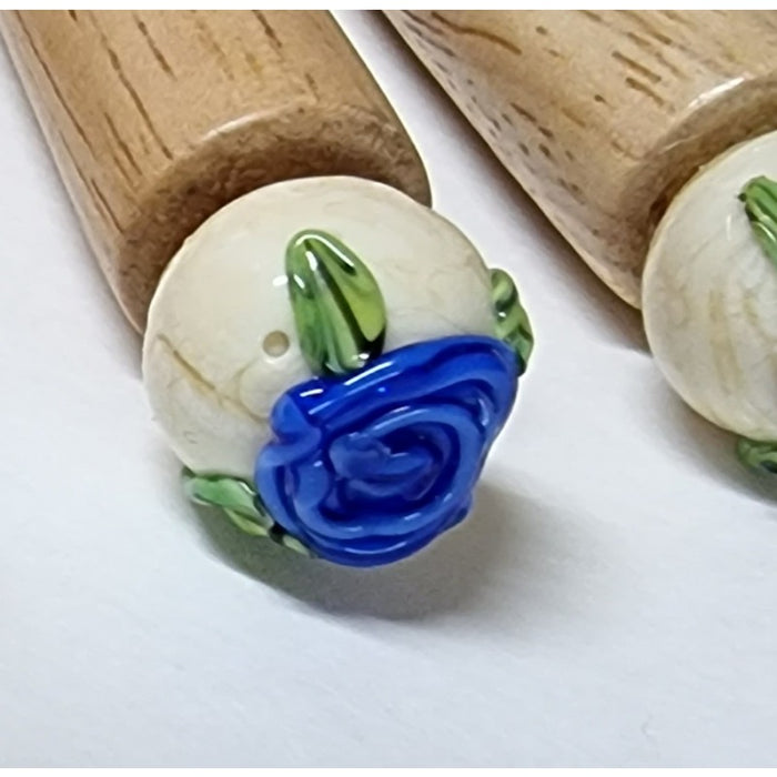 Fourchette à fondue au fromage avec bouton en verre rose fait main, 1 pièce
