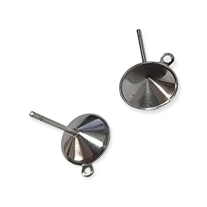 Ohrstecker m. Fassung f. 8mm Rivoli und Öse Edelstahl 2Stk.