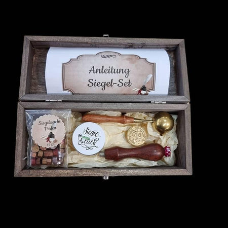 Sigel Set klein mit Holzschaft und Glasherz Rot