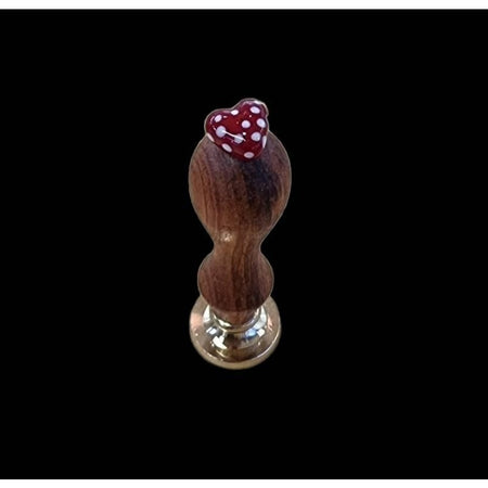 Holzpetschaft mit Glas Herz Rot ohne Sigel