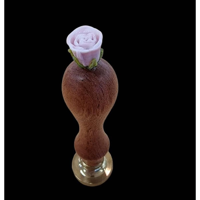 Holzpetschaft mit Glas Rose rosa ohne Sigel