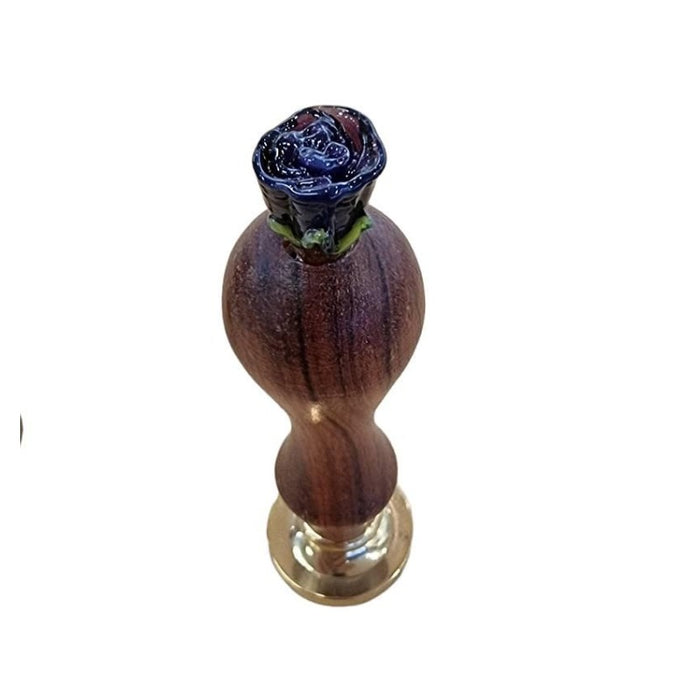 Holzpetschaft mit Glas Rose violett ohne Sigel