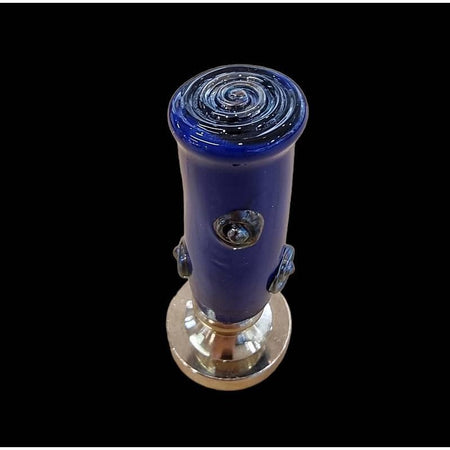 Glaspetschaft Unikat blau Metallico Swirl ohne Sigel