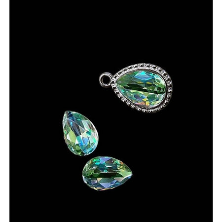 Rivoli Tropfen blau grün 14x10mm 1 Stück