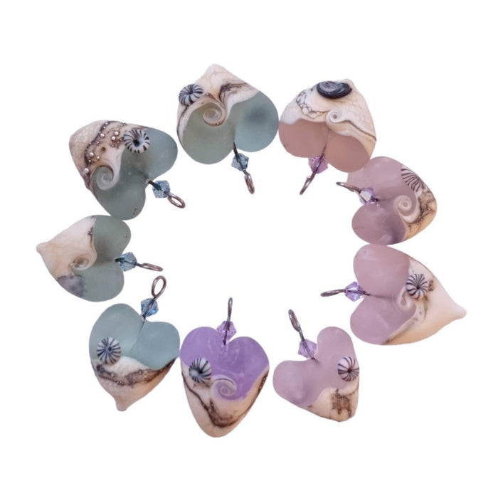 Glas Herzanhänger Rosa "Meer"2 handgemacht Mit Edelstahlkette – Bild 3